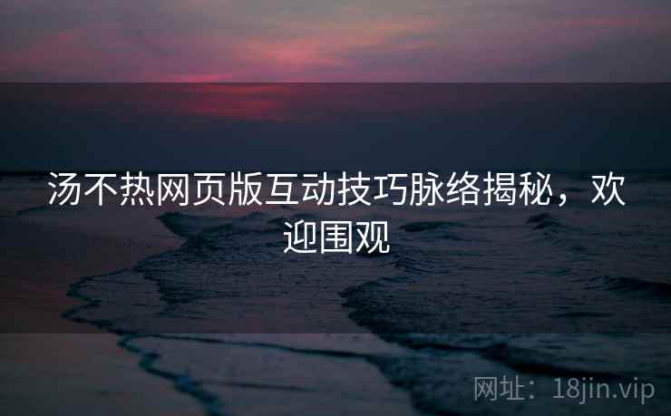 汤不热网页版互动技巧脉络揭秘，欢迎围观